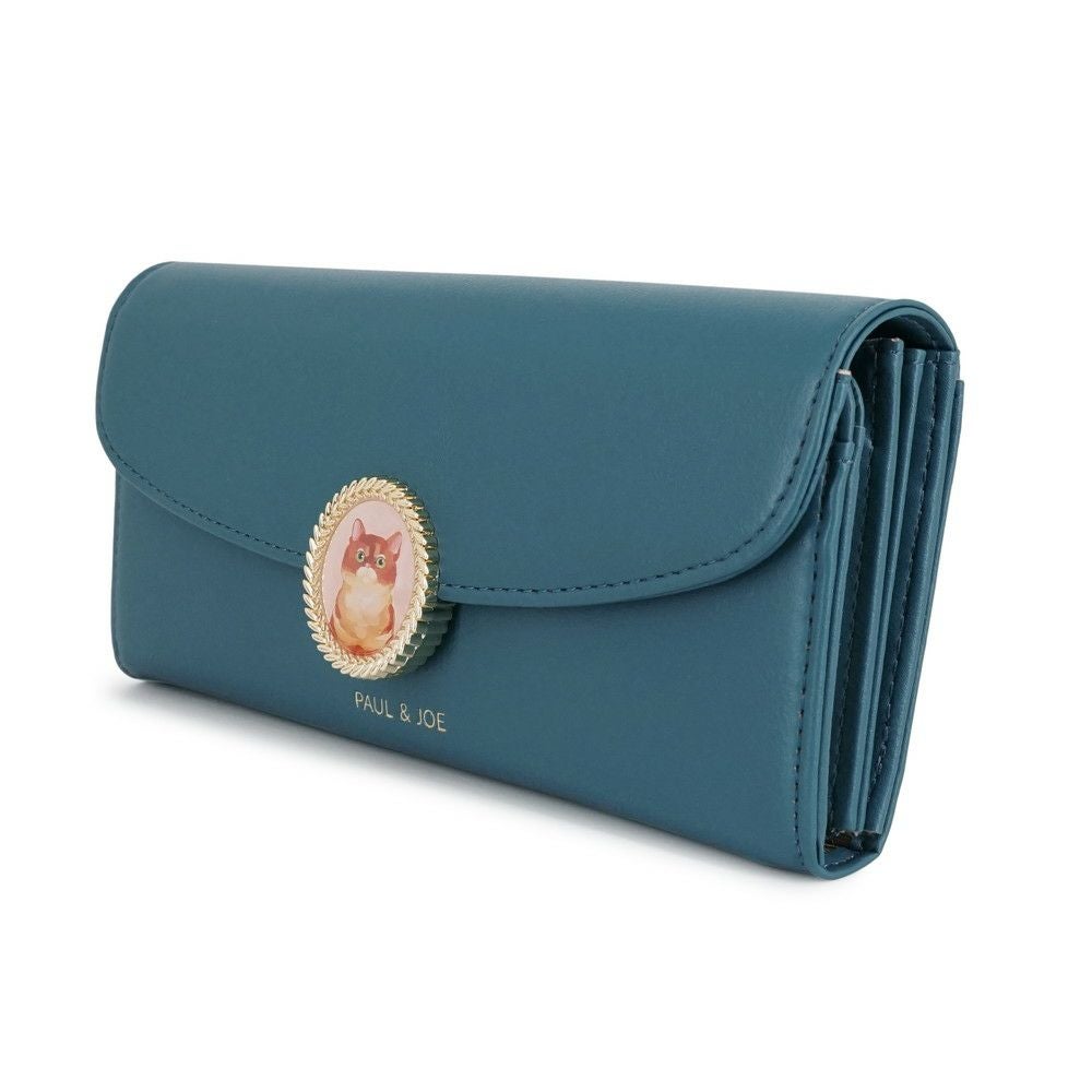 PAUL&JOE ACCESSOIRES かぶせ長財布 キャットブローチ PJA-W1171
