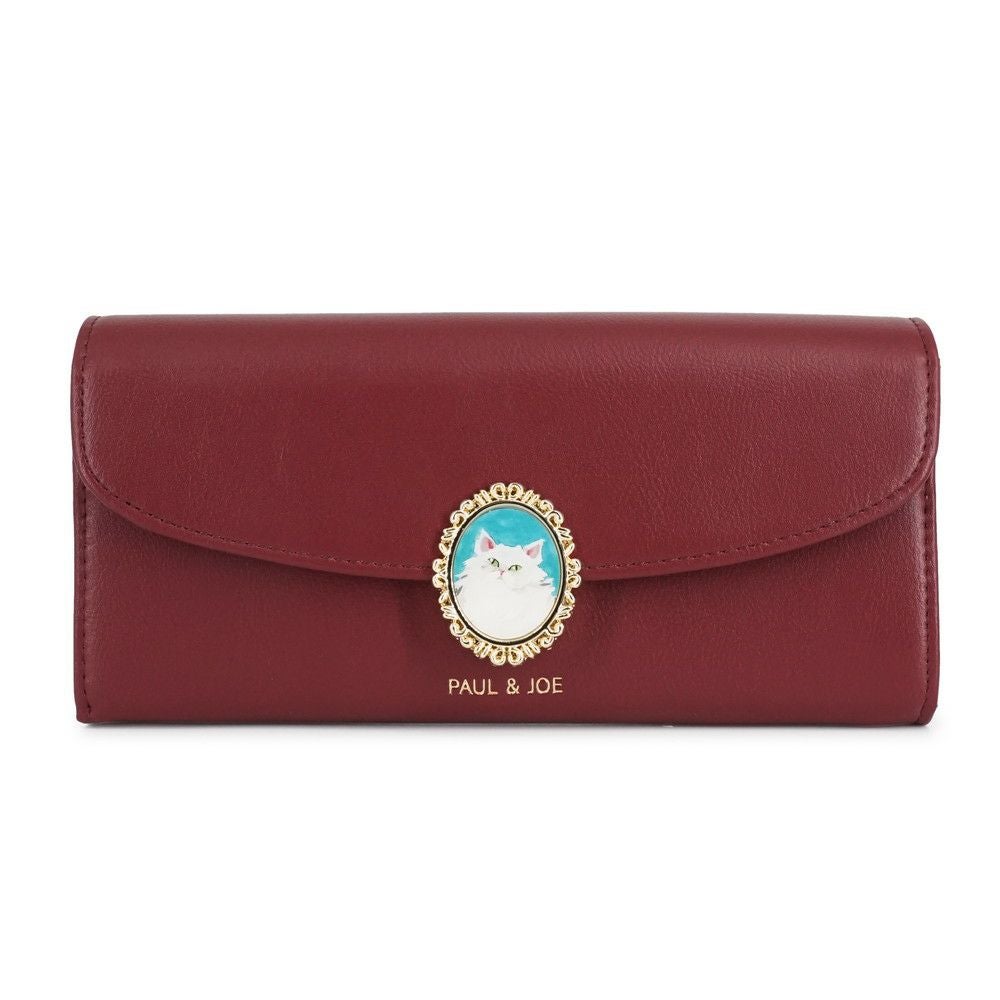 PAUL&JOE ACCESSOIRES かぶせ長財布 キャットブローチ PJA-W1171