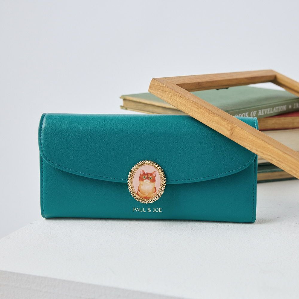 PAUL&JOE ACCESSOIRES かぶせ長財布 キャットブローチ PJA-W1171