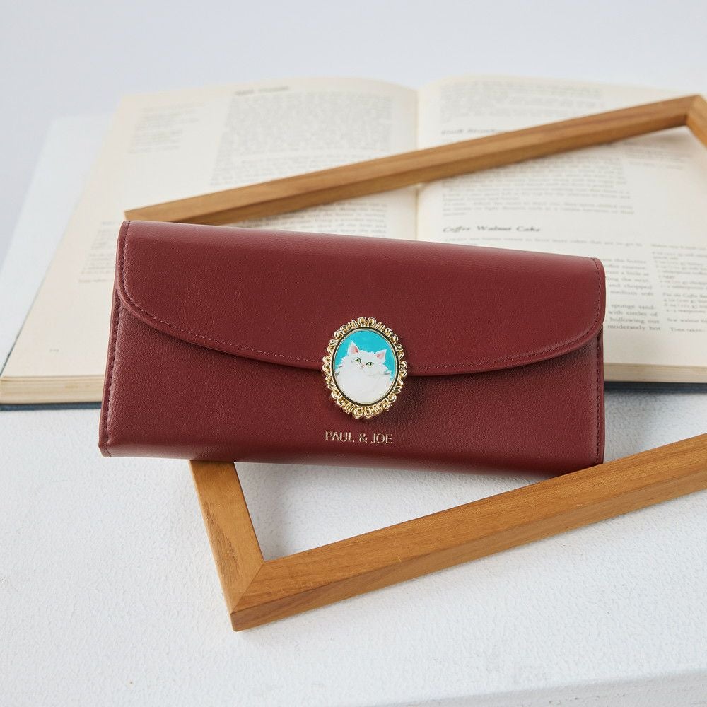 PAUL&JOE ACCESSOIRES かぶせ長財布 キャットブローチ PJA-W1171