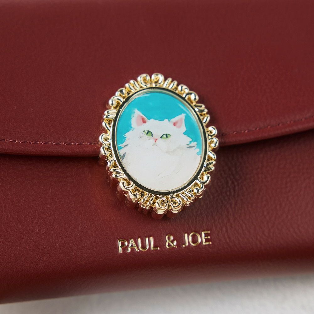 PAUL&JOE ACCESSOIRES かぶせ長財布 キャットブローチ PJA-W1171