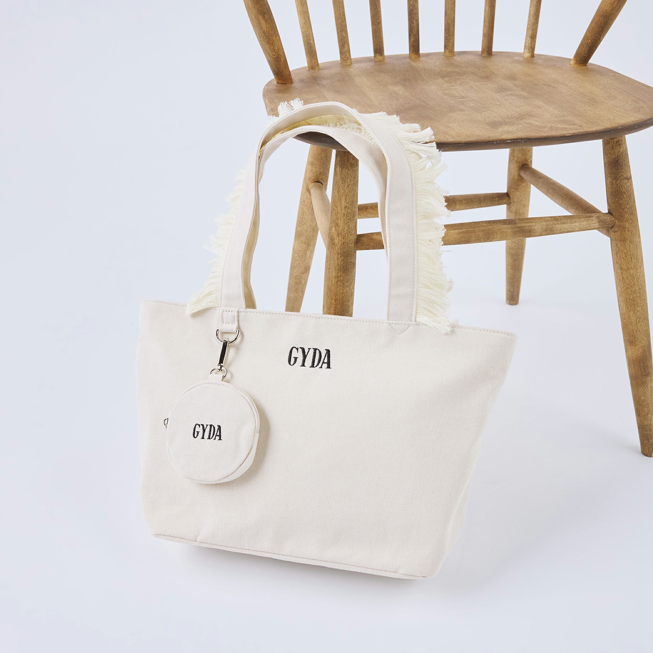 GYDA フリンジトート A4対応 ミニポーチ付き フリンジハンドル トート