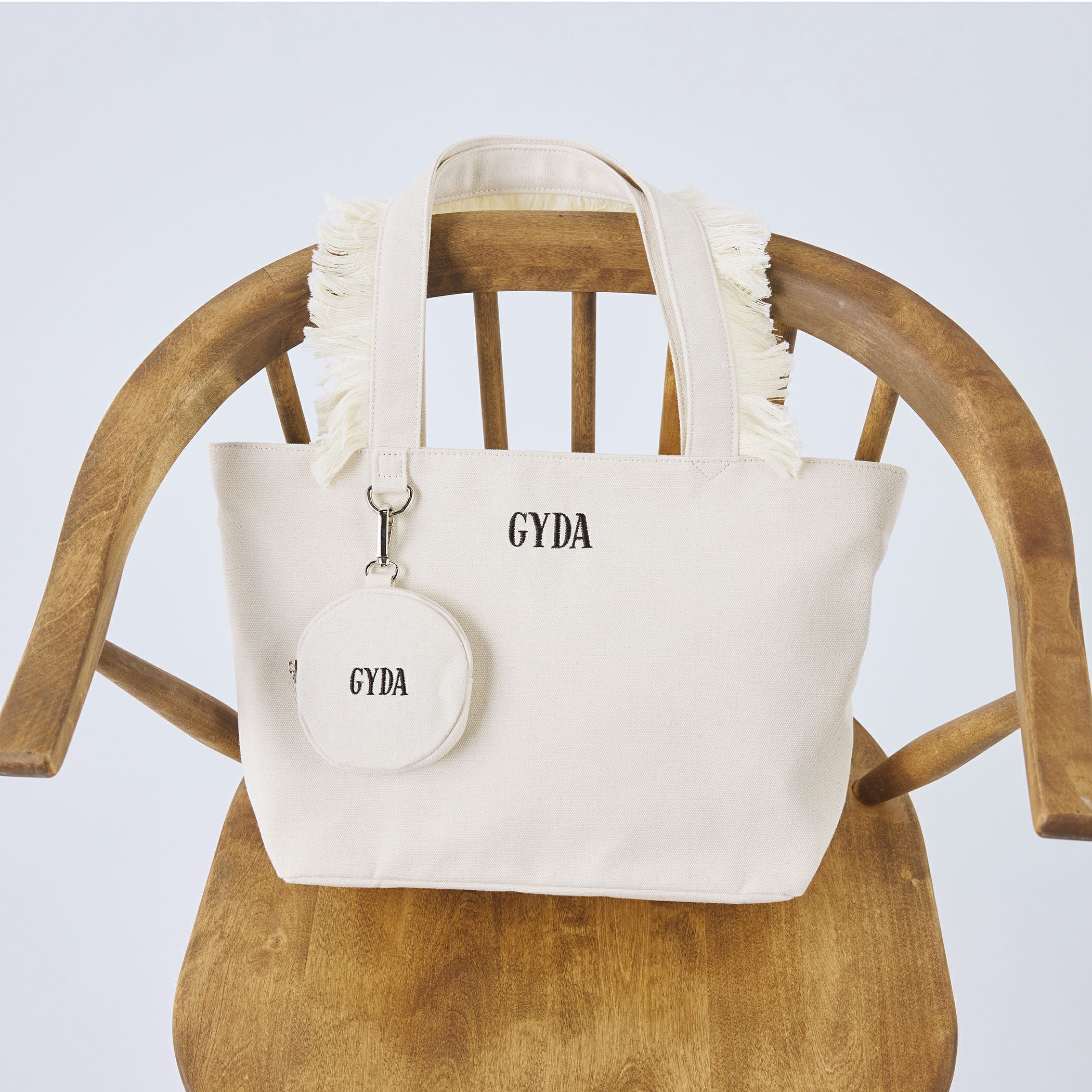 GYDA フリンジトート A4対応 ミニポーチ付き フリンジハンドル トート